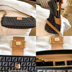 👜 Fendi Zucca Canvas & Leather Baguette Shoulder Bag – Made in Italy